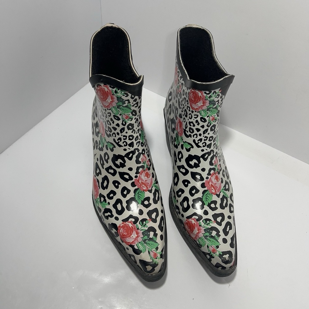 Corkys Leopard Floral Rain Boots Women's Western Cowboy Booties Waterproof Sz 9 - Picture 2 of 8